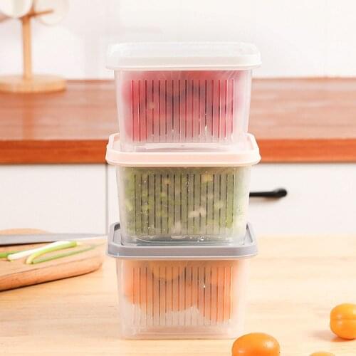 Drain Layer Airtight Box Sieve Food Fresher Drain basket Storage Sealed Box Food Container