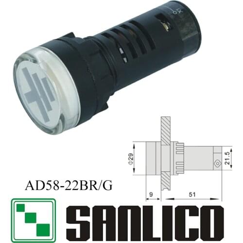 Double color pilot indicator signal light circular LED 22mm connection ground position AD58(AD16 AD22 AD11 AD17)-22BR/G