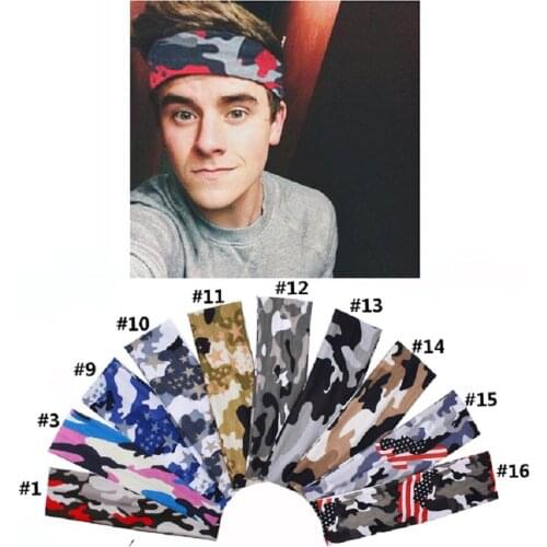 2019 New 12pcs/lot Camo Printing camouflage Patten Stretch Headband Softball Sweatband Hair Band Bandage On Head Turban