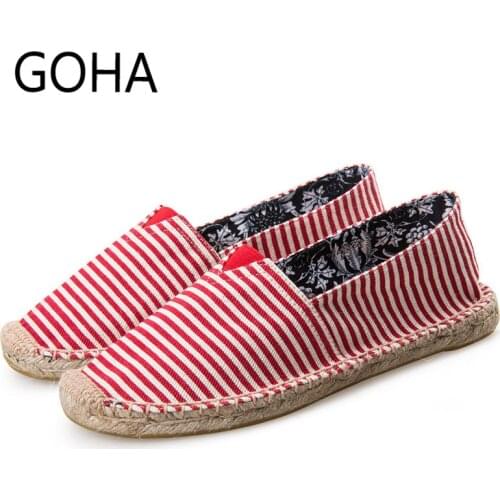 Retro Striped Man Espadrilles Shoes Spring Autumn Mens Flat Canvas Loafers Casual Breathabel Male Fisherman Shoes zapatos hombre