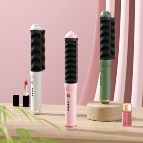 Ion Straightening Brush Professional Hot Comb Men Beard Hair Straightener Fast Heating Electric Hair Brush Ceramic Curling Iron