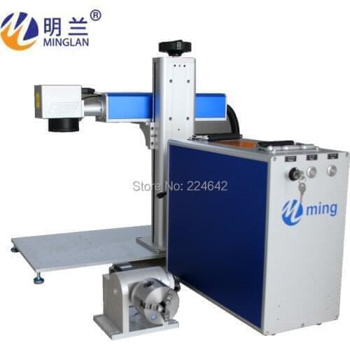 China MLF-20W Plastic Laser marking machine equipped with rotary