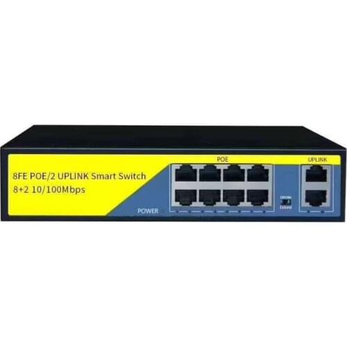 10 port switch with 8 ports PoE Switch 10/100mbps IEEE802.3af Standard for POE IP Camera POE Adapter Power over Ethernet