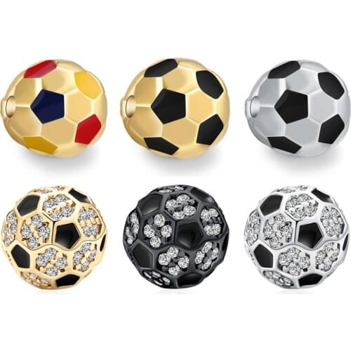 1piece Diy Cute Micro Pave Cubic Zircon Beads Football Shape Round Beads Copper for Jewelry DIY Beaded Bracelet Necklace Making