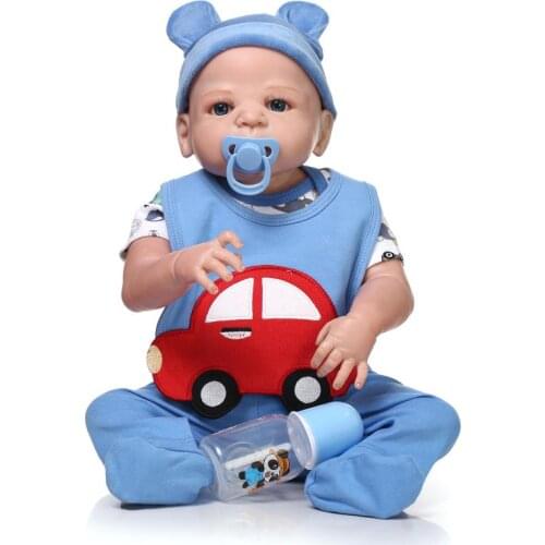 Cute 100-reborn-babies 23 inch 57CM real baby boy dolls bear head creative children birthday gift boneca reborn realista