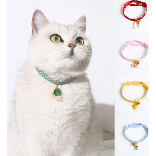 Cute Kitten Necklace Cat Collars with Fruit Pendant Adjustable Puppy Stars Pattern Cats Collars with Mango Cactus Baby Bottle