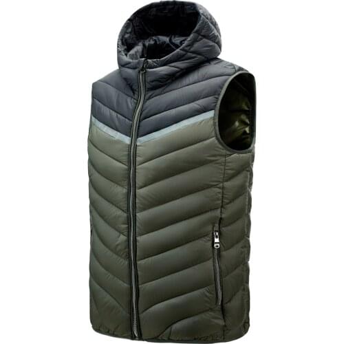 Mens Vest Jacket Patchwork Hooded Cotton Padded Warm Sleeveless Jacket Male Winter Casual Waistcoat Men Vest Plus Size 4XL