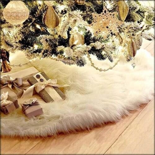 Soft Artificial Sheepskin Rug Christmas Tree Skirt Warm Hairy Carpet Seat Textil Fur Area Rugs Christmas Tree Decoration