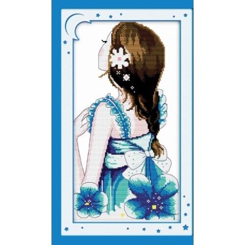 Blue shadow cross stitch kit people 18ct 14ct 11ct count print canvas stitches embroidery DIY handmade needlework