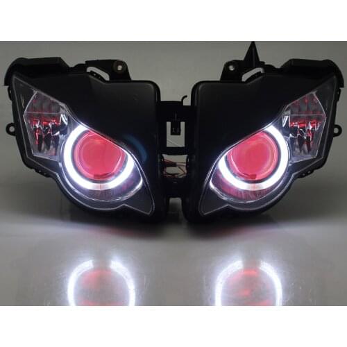 Motorcycle Custom Headlamp HID Projector Covernsion Headlight White Angel&Red Demon Eyes For Honda CBR1000RR 2008-2011