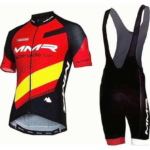 New summer men professional team cycling racing uniform short-sleeved cycling jersey MTB Lycra MMR shirt bib pants suit 3 pocket