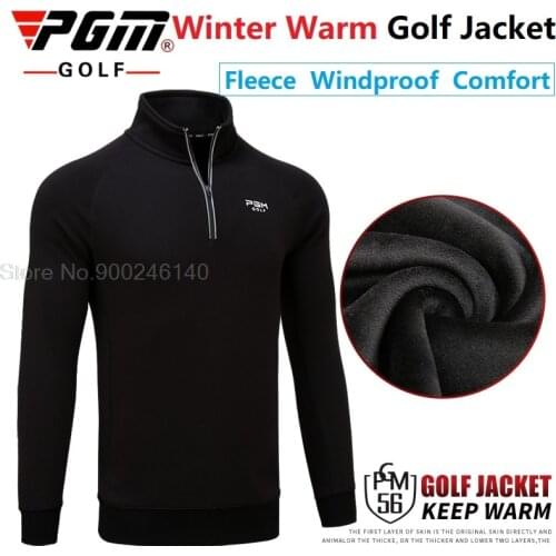 2020 New Men Jacket Long Sleeved Golf T-Shirt Plus Velvet Warm Winter Men Clothes Tops Zipper Collar Golf Sportswear M-XXXL