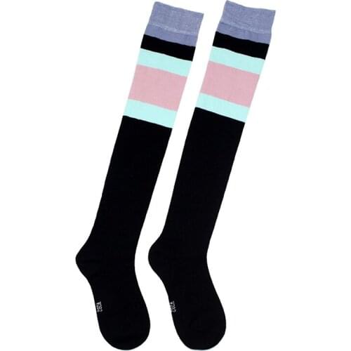New Sexy Cotton Black White Striped Long Socks Women Over Knee Thigh High Over The Knee Stockings Ladies Girls Warm Knee Socks