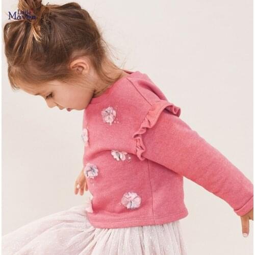 Baby Girl Clothes Toddler 2021 Fashion Autumn Casual Cotton Designer Sweater Flower Applique Sweatshirt for Kids 2-7 Years