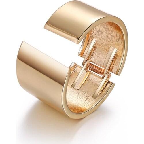 ORNAPEADIA Minimalist Bracelet for Women Popular Asymmetric Wide Edge Mirror Opening Alloy Bracelet Fashion Girl Jewelry