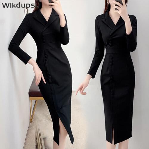 Blazer Dress Women Slim Midi Knee Length Office Dresses For Ladies 2021 New Spring Fall Formal Classy Elegant A line Work Dress