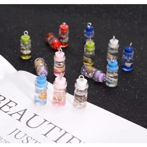 10Pc Transparent Glass Bottle Conch Shell Beads Box Charms Pendants Handmade Accessories Jewelry DIY Earring Necklace Keychain