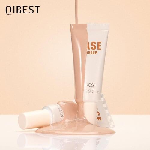 QIBEST Smooth Foundation Makeup Full Coverage Concealer Liquid Foundation Face Base Cream Lightening Spot Whitening Cosmetics
