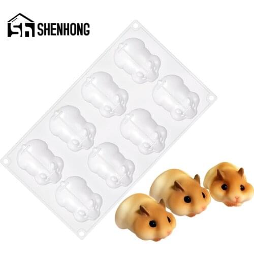 SHENHONG Rat Shape Mousse Dessert Mould 8 Cavity Silicone Cake Mold Mouse Muffin Pastry Pan Sweety Decorating Tray Baking Tools
