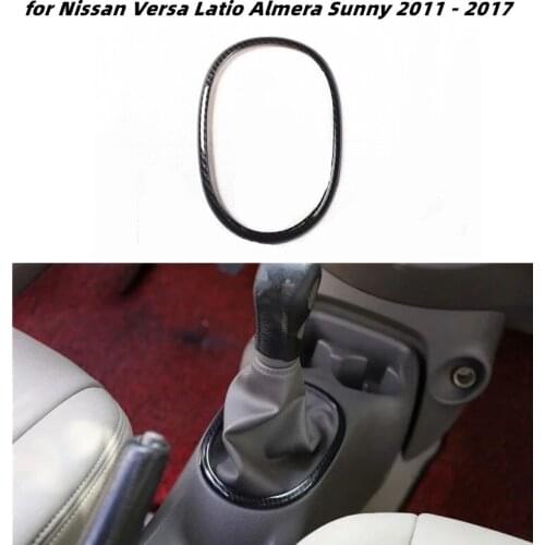 Gear Panel Trim for Nissan Versa Latio Almera Sunny 2011-2017 T Carbon Fiber Style ABS Car Gear Shift Knob Panel Cover Sticker