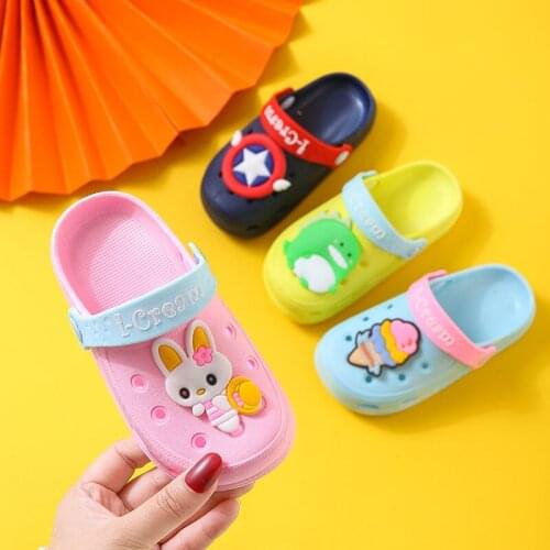 JY Summer Children Boys Girls PVC Slippers Non-Slip Beach Hole Slides 5Colors 21-30 P01