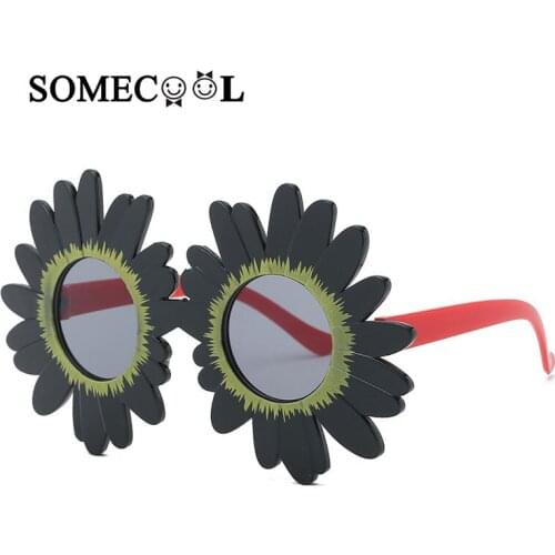 SomeCool NEW 2019 Lovely Kids Sunflower Shapes UV400 Round lens Cool Sunglasses Cosplay Dancing stage glasses Girls eyewear N178