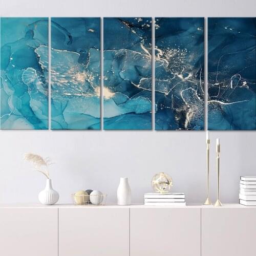 Modern Nordic Abstract Marble Art Canvas Painting Green Gold Fluid Wall Art Prints Pictures Posters for Living Room Home Decor
