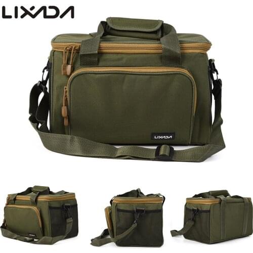 Lixada Men Fishing Bag 37*25*25cm Canvas Outdoor Waist Shoulder Bags Fishing Reel Lure Storage Bag Fishing Tackle Pesca 3 Color