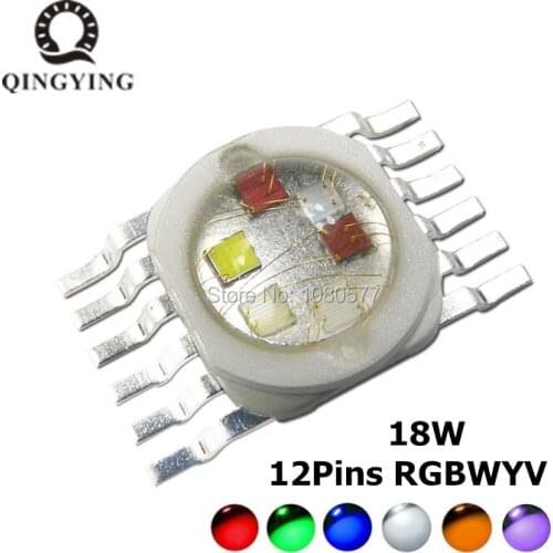 2PCS 18W 12pins RGBWY LED Stage Light Source Colorful COB 18 W High Power LED Red Green Blue White Yellow Violet