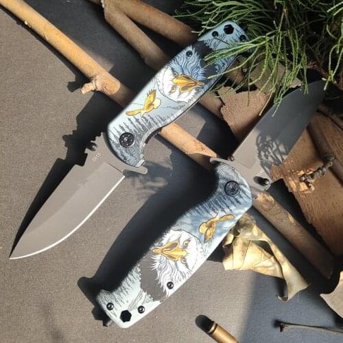 EAGLE 3D Handle Tactical Folding Knife Gray Titanium Craft Blade Back Clip Outdoor Adventure Survival Multi-Purpose Tools Knifes