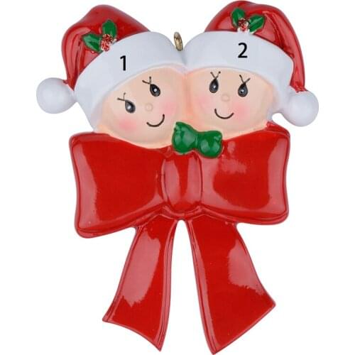 Baby Bow Family Of 2 Resin Christmas Tree Ornaments Personalized Gifts Write Own Name For Holiday Home Decoration