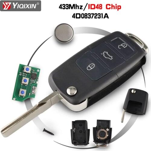 YIQIXIN Folding Car Remote Key 433Mhz ID48 Chip 4D0837231A For Audi A4 A6 A8 A3 RS4 TT Allroad Quttro RS4 Old Models 3 Button