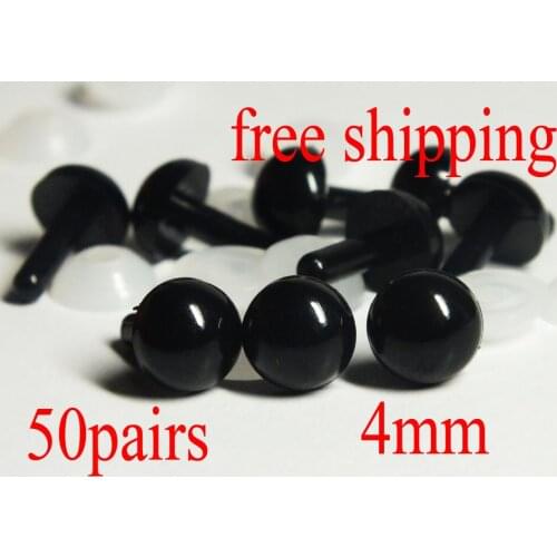 4mm Black Plastic Safety Eyes - 50 pairs, Animal Eyes, Plastic Eyes, Wool Felt Eyes, Animal Eyes, Doll Eyes