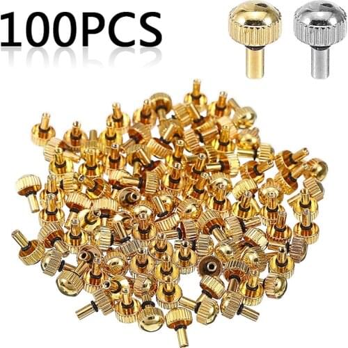 100 pcs/lot Watch Crown Set Replacement Screw Tube Watch Crown 3.5mmx0.9mm Gold Silver Flat Long Shape Watch Accessories