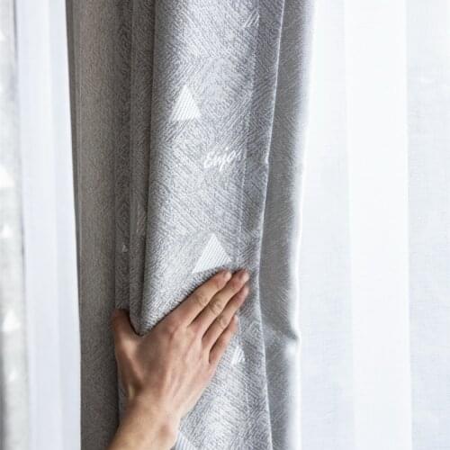 Geometric Jacquard Blackout Curtains for Living Room Grey Blue Thermal Insulation Shading Window Treatment Drapes JS270C