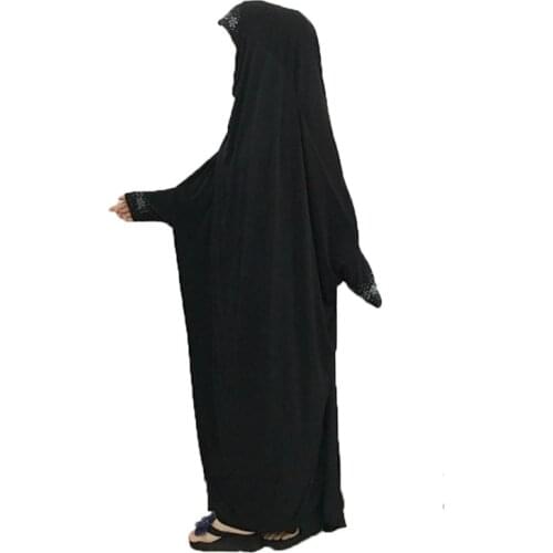 Women Girls Prayer Garment One-piece Prayer Dress Abaya Jellaba Islamic Clothing Hijab Dress Length M 63 inches L 65 inches