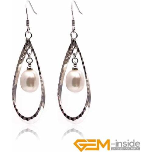 Leaf Shape 8-9mm Pearl Jewelry Earrings Silver Plated Hook For Women Jewelry Long Earrings Female Valentine Gift Wholesale