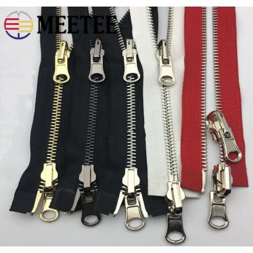 Meetee 1pc 60-120cm 5# 8# Metal Rotary Slider Open-End Zipper Reversible Double Sided Zippers for Jacket Sewing Spin Zip Head