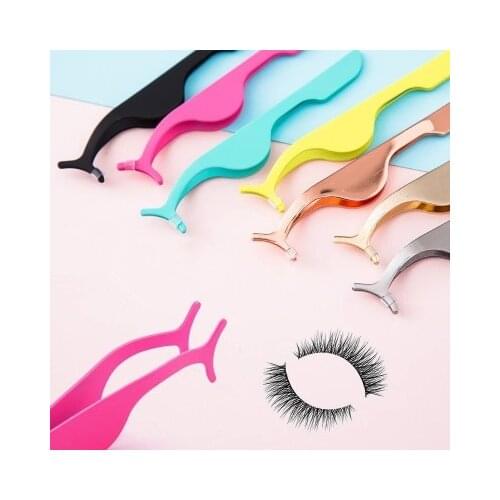 10pc False Eyelash Tweezers Fake Eye Lash Applicator Eyelash Extension Curler Nipper Auxiliary Clip Clamp Makeup Forceps Tools