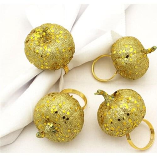 10 / PCS new product golden Halloween Pumpkin napkin ring hotel tableware napkin buckle Napkin Ring Factory wholesale FREE SHIPP