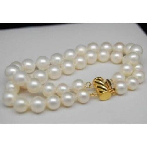2 Rows 9-10mm AAA+ white south sea pearl bracelet 7.5-8"