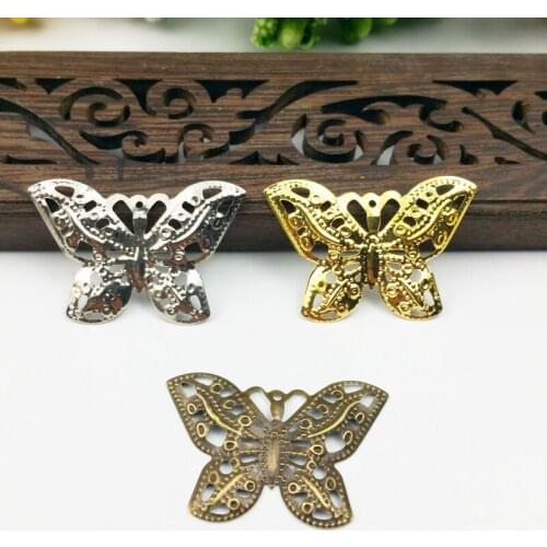 20pcs22x32mm Filigree butterfly Wraps Metal Charms For Embellishment Scrapbook DIY Jewelry Metal Craft Wraps