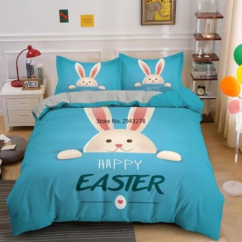 2021 Happy Easter Egg Rabbit Bedding Set Kids Adult Lovely Quilt Duvet Cover Sets Queen King Size 2/3pcs Bedclothes Home Textile