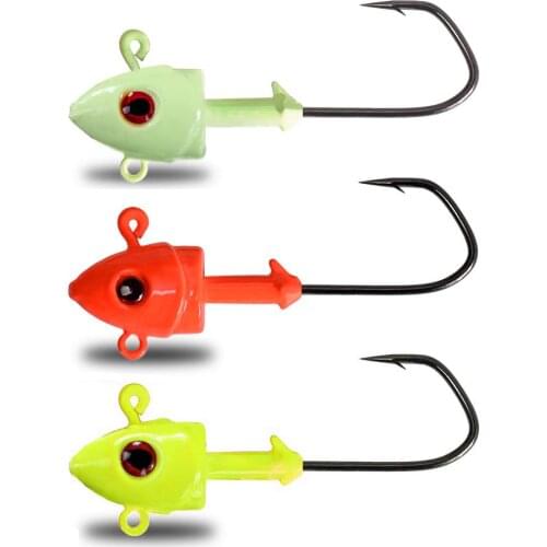 3PCS Jig Head Fishing Hooks 7g 10g 14g 20g Stainless Steel Fishhook Worm Offset Hook 3D Eyes Bass Pike Pesca Fishing Tackle 2021