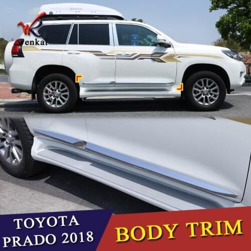 For Toyota Prado FJ150 2018 Car Styling ABS Chrome Door Body Side Trim Cover Molding Glossy Silver 4pcs/set
