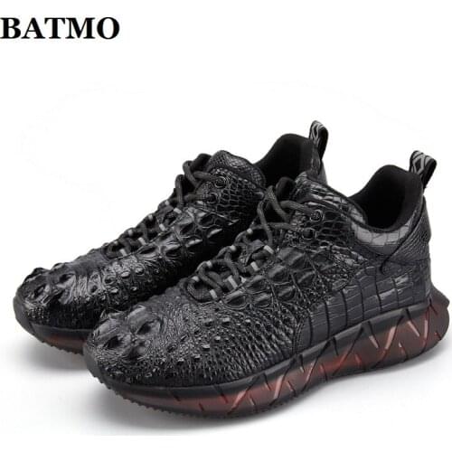 BATMO 2021 new arrival Crocodile skin causal shoes men,male Genuine leather shoes 6041