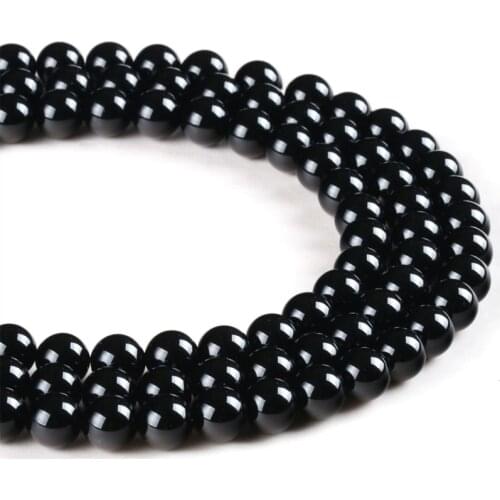 High Quality 4mm 6mm 8mm 10mm Bright black Charm Natural Stone Beads Loose Spacer Bead For DIY Handmade bracelets Trendy Jewelry