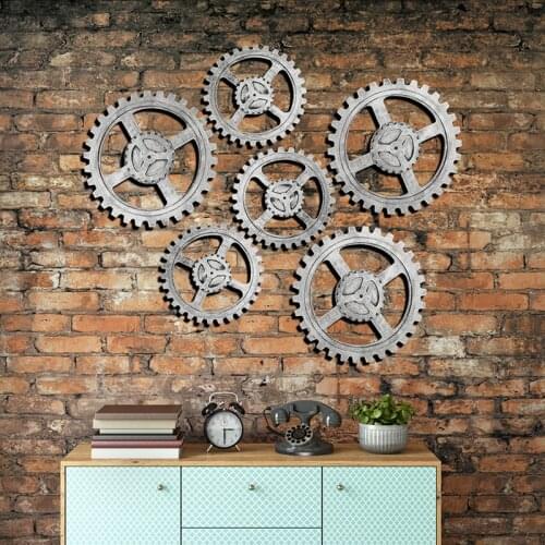 Retro Industrial Wind 14/24 / 32cm Gear Wall Decor European Home Bar BBQ Cofe Art Wall Hanging Decoration Gear Figurines