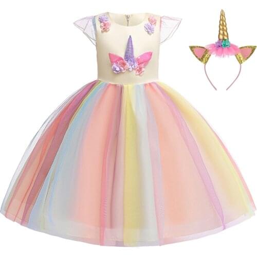Children Birthday Party Prom Evening Infant Summer Dress Unicorn Easter Cosplay Fancy Tutu Princess Kids Vestidos Girls Clothes