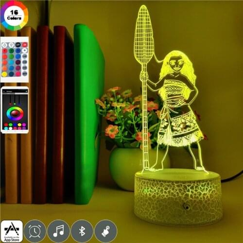 Movie Disney Princess Moana Vision 3D Table Night Light for Home Decoration Kids Children Cartoon Light Best Birthday Xmas Gifts
